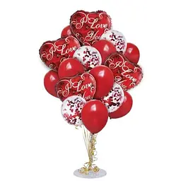 Набір надувних фольгованих кульок I Love You декоративні для свят 12 шт Червоний