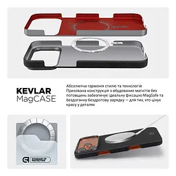Защитный чехол для Apple iPhone 17 Pro Max, BlackIcon Kevlar MagCase, кевларовый, черный, панель, накладка с поддержкой MagSafe, противоударный, защита всего корпуса, усиленные углы, совместим с беспроводной зарядкой, ArmorStandart (ARM88531) - мініатюра 8