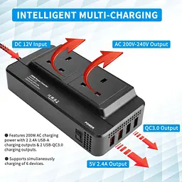 Автомобільний інвертор Umelee 200 Вт, 12V DC – 240V AC - мініатюра 3