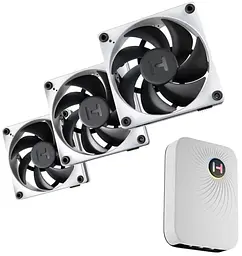 Комплект вентиляторов Hyte THICC FP12 120мм 3 Pack with controller NP50 (FAN-HYTE-FP12-BW-3NP) - мініатюра 1