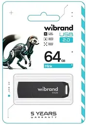 Флеш-накопичувач USB 64Gb Mink, Black, USB 2.0 (WI2.0/MI64P4B) Wibrand teh0029074 - мініатюра 2