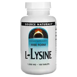 Лізин L-Lysine 1,000 mg 100 таблеток Source Naturals vit0005537