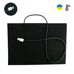 Електрична грілка 30×21 см, войлочна, чорна, живлення від USB 8W - мініатюра 2