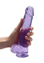 Фалоімітатор Realrock Crystal Clear 9" 22 см фіолетовий - мініатюра 7