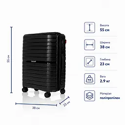 Валіза з розширенням Snowball 49203 мала 39л чорна (49203-S-Black) - мініатюра 2