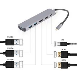 Концентратор Cablexpert USB-C 3-in-1 (A-CM-COMBO3-03) - мініатюра 4