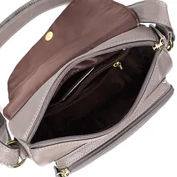 Практична сумка з натуральної шкіри для стильних жінок Vintage 22974 сіра - мініатюра 7