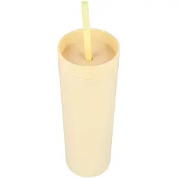 Охолоджуюча матова склянка 473 мл BPA-Free з трубочкою 21х6.5см light yellow