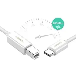 Кабель для принтера Ugreen USB-C 2.0 to BM 1.5m white (40417) - мініатюра 4
