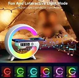 Світильник із бездротовою зарядкою телефону G63 LED Wireless Charging Speaker колонка нічник RGB-підсвічування - мініатюра 4