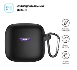 Силіконовий чохол для навушників JBL Tune Flex, Hang Case, чорний, ультратонкий захисний кейс товщиною 2 мм, захист від подряпин, пилу та ударів, компактний, з карабіном для кріплення, ArmorStandart (ARM79919) - мініатюра 2