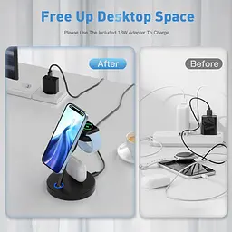 Бездротова зарядна станція INNISTO 3-в-1 для iPhone, Apple Watch і AirPods - мініатюра 5