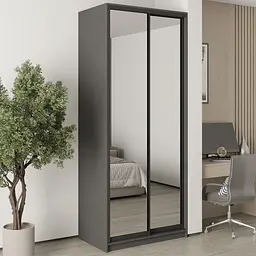 Шафа-купе дводверна MebelStar Стандарт BG 2 Дзеркала 100x60x240 см Антрацит (MBS-10363)