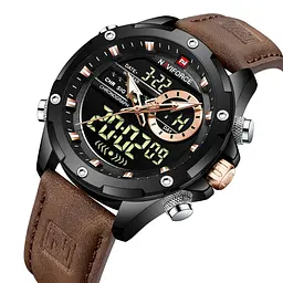 Наручний годинник чоловічий Naviforce Pride NF9208 Black-Black-Dark Brown, NF9208 B/B/D. BN (15226) - мініатюра 2