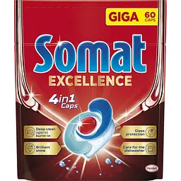 Капсули для миття посуду Somat Exellence 120 шт. (2 уп. х 60 шт.) - мініатюра 2
