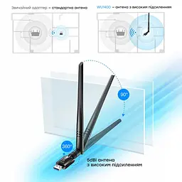 Адаптер WiFi 5 Cudy WU1400 дводіапазонний з USB 3.0 (73-00546) - мініатюра 5