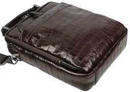 Шкіряна чоловіча сумка Mykhail Ikhtyar 20х25х7 см Коричневий (45033 croco brown) - мініатюра 6