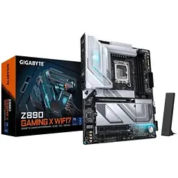 Материнська плата LGA1851, Gigabyte Z890 GAMING X WIFI7, Z890, 4xDDR5, 1xPCI-E 5.0 x16, 2xPCI-E 4.0 x16, 4xSATA3, 4xM.2, Realtek 7.1, Realtek 2.5GbE, WiFi 7, Bluetooth 5.4, HDMI/DP/Type-C, ATX