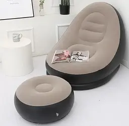 Надувне крісло з пуфом Air Sofa (велюрове покриття) - мініатюра 2
