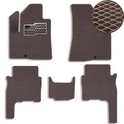 Килимки в салон EVA для Hyundai Santa Fe 2006-2010 (Доресталінг) з підп'ятником Коричневі-Коричневий кант 5 шт