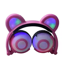 Навушники Linx Bear Ear Headphone з ведмежими вушками LED підсвічування 350 mAh Рожевий (SUN1862) - мініатюра 3