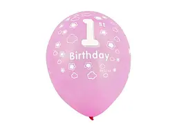 Кульки PELICAN 12 (30 см) 1st Birthday (10шт/уп) 5-стор. дівчинка - мініатюра 3