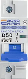 Модульний автоматичний вимикач 1р - 50А - D - ВА-2003 АСКО-УКРЕМ (A0010030006) - мініатюра 2