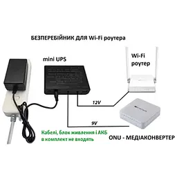 ДБЖ UPS 36W DC 12V, 9V, 5V USB під акумулятори 18650, для роутера, термінала, медіаконвертера, ONU, GPON, камер без блока живлення і без акумуляторів - мініатюра 3
