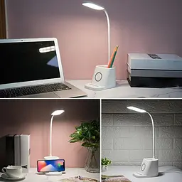 Рожева Акумуляторна настільна LED лампа Bionic Desk Lamp c USB виходом, органайзером та підставкою для смартфона - мініатюра 8