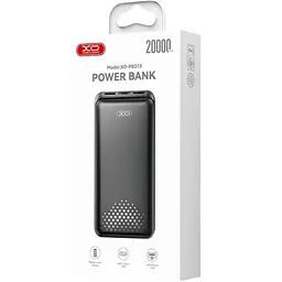 Зовнішній аккумулятор XO PB313 Light display mobile power 20000 маг чорний - мініатюра 4