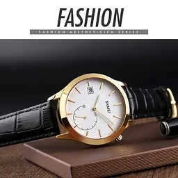 Чоловічий кварцовий годинник Skmei 1581 Prestige чорні з золотим - мініатюра 6