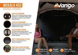 Намет чотиримісний Vango Mokala 450 Mineral Green (TETMOKALA000001) - мініатюра 13