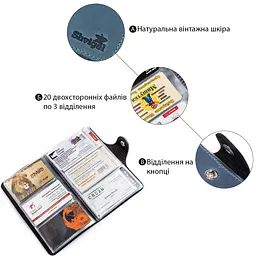 Візитниця велика Shvigel 13906 шкіряна синя - мініатюра 4