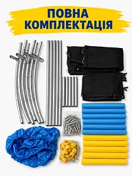 Дитячий каркасний батут із захисною сіткою жовто-блакитний шестикутний до 60 кг (49675854) - мініатюра 6