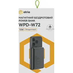 Павербанк ATRIA Black 10 000 mAh / 15 Вт (WPD-W72B) - мініатюра 8