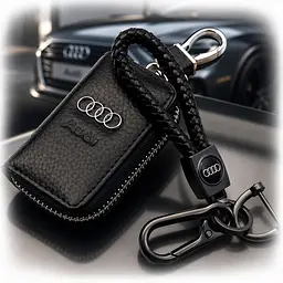 Набір автолюбителя №5 для Audi / брелок з карабіном і гаманець для автоключів з логотипом / тиснена шкіра