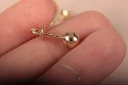 Сережки пуссети кульки з жовтого золота S-0097 - мініатюра 3