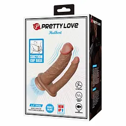 Подвійний фалоімітатор з вібрацією Pretty Love Hulbert, 20 см (коричневий) - мініатюра 6