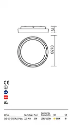 Стельовий світильник BEZEL PL M LED 25W IP54 DG 3000K (RO) (5.1.2) Redo 9181 - мініатюра 3