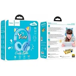 Навушники дитячі Hoco Cat Ear Kids BT Headphones W39 блакитні - мініатюра 9