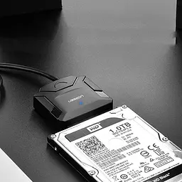 Перехідник Ugreen USB 3.0 Type-A SATA III F + DC Adapter CR108 чорний - мініатюра 4
