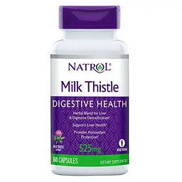 Суміш трав Natrol Milk Thistle 525 mg, 60 капсул для підтримки печінки