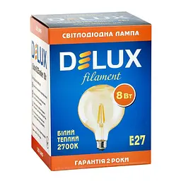 Лампочка Delux Globe G125 8Вт E27 2700К amber filament (90016726) - мініатюра 2