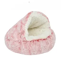 Плюшева лежанка Люпосанчик Pink Plush Pet Bed для котів та собак d 100 см