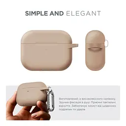 Силіконовий чохол для навушників Apple AirPods Pro 3, Hang Case, пудровий, ультратонкий захисний кейс товщиною 2 мм, захист від подряпин, пилу та ударів, компактний, з карабіном для кріплення, ArmorStandart (ARM88314) - мініатюра 2