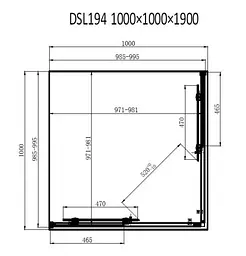 Душова кабіна Dusel DSL194B Black Matt 1000x1000x1900, Чорний матовий, Універсальна, прозрачний, Чорний матовий, 100x100 - мініатюра 4