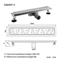 Душовий канал Gappo G86007-2 70x600 мм нержавіюча сталь - мініатюра 8