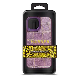 Кожаный чехол для Apple iPhone 15, Harder Crocosaur, фиолетовый, термополиуретан ТПУ + экокожа с текстурой крокодила, панель, защита корпуса, противоударный, микрофибра, рамка вокруг камеры, защита всего корпуса, (ARM76698) - мініатюра 3