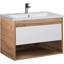 Тумба Мойдодир Oslo 80 Wood з умивальником Cosmo 80 дуб крафт/Білий
