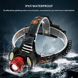 Ліхтар налобний з червоним світлом 2117-T6+2COP (RED) 2x18650 ЗП micro USB - мініатюра 3